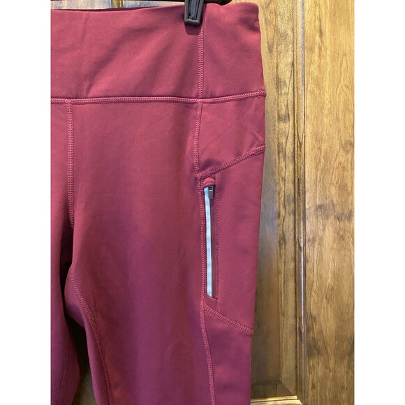 Members Mark High Rise Leggings Womens Burgundy Plus Size XL Zippered Pockets - Picture 3 of 10